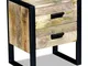 vidaXL Tavolino con 2 Cassetti in Legno Massello di Mango 43x33x51 cm