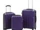 vidaXL Set Trolley a Custodia Rigida 3 pz Viola in ABS