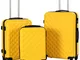 vidaXL Set Trolley a Custodia Rigida 3 pz Giallo in ABS