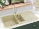 vidaXL Lavello da Cucina in Granito Vasca Doppia Beige