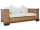 vidaXL Divano a 2 Posti con Cuscini Marrone in Rattan Naturale