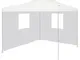 vidaXL Gazebo Professionale Pieghevole 2 Pareti 3x3 m Acciaio Bianco