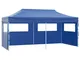 vidaXL Gazebo Pieghevole con 4 Pareti 3x6m Acciaio Blu