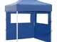 vidaXL Gazebo Pieghevole Professionale 2 Pareti 2x2m Acciaio Blu