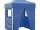 vidaXL Gazebo Pieghevole Professionale 4 Pareti 2x2m Acciaio Blu