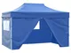 vidaXL Gazebo Professionale Pieghevole con 4 Pareti 3x4m Acciaio Blu