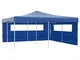 vidaXL Gazebo Pieghevole con 2 Pareti 5x5 m Blu