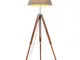 vidaXL Lampada a Treppiede Marrone e Grigio in Legno di Teak 141 cm