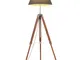 vidaXL Lampada a Treppiede Marrone e Nero in Legno di Teak 141 cm