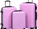 vidaXL Set Valigie Trolley a Custodia Rigida 3 pz Rosa in ABS