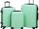 vidaXL Set Valigie Trolley a Custodia Rigida 3 pz Menta in ABS