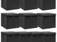 vidaXL Scatole Portaoggetti con Coperchi 10pz Neri 32x32x32 cm Tessuto
