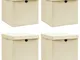 vidaXL Scatole Portaoggetti con Coperchi 4pz Crema 32x32x32 cm Tessuto