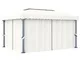 vidaXL Gazebo con Tende 4x3 cm Bianco Crema Alluminio