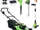 vidaXL Tagliaerba Cordless con Set Attrezzi da Giardino Elettrici