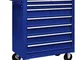 vidaXL Carrello Portautensili con 7 Cassetti per Officina Blu