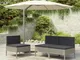 vidaXL Sedie da Giardino 3 pz con Cuscini in Polyrattan Grigio