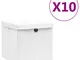 vidaXL Contenitori con Coperchi 10 pz 28x28x28 cm Bianco