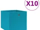 vidaXL Contenitori 10 pz in Tessuto non Tessuto 28x28x28 cm Azzurro