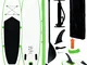 vidaXL Set Tavola Gonfiabile da SUP Verde e Bianco