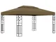 vidaXL Gazebo con Tetto Doppio 3x4 m Grigio Talpa 180 g/m²