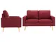 vidaXL 3056621  2 Piece Sofa Set Fabric Wine Red (288700+288710)
