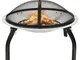 vidaXL Braciere e Barbecue 2in1 e Attizzatoio 56x56x49cm Acciaio Inox