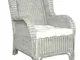 vidaXL Poltrona con Cuscino Grigio in Rattan Naturale e Lino