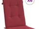 vidaXL Cuscini per Sedie 6 pz Rosso Vino 120x50x3 cm in Tessuto