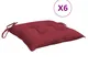 vidaXL Cuscini per Sedia 6 pz Rosso Vino 50x50x7 cm Tessuto Oxford