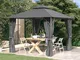 vidaXL Gazebo con Tende Laterali e Doppio Tetto 3x3 m Antracite