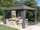 vidaXL Gazebo con Tende Laterali e Doppio Tetto 3x4 m Antracite