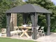 vidaXL Gazebo con Tende Laterali e Tetto ad Arco 3x3 m Antracite