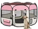 vidaXL Box per Cani Pieghevole con Borsa Trasporto Rosa 110x110x58 cm