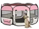 vidaXL Box per Cani Pieghevole con Borsa Trasporto Rosa 125x125x61 cm