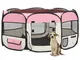 vidaXL Box per Cani Pieghevole con Borsa Trasporto Rosa 145x145x61 cm