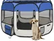 vidaXL Box per Cani Pieghevole con Borsa Trasporto Blu 90x90x58 cm