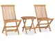 vidaXL Set da Pranzo da Giardino Pieghevole 3 pz in Massello di Teak