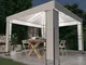 vidaXL Gazebo con Tetto Doppio e Stringa di Luci LED 3x3 m Bianco