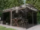 vidaXL Gazebo con Zanzariera Luci LED 4x3x2,73 m Grigio Talpa