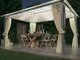 vidaXL Gazebo con Tende Stringa di Luci LED 400x300 cm Crema Alluminio