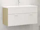 vidaXL Mobile Lavabo Integrato Bianco Rovere Sonoma Legno Multistrato