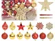 vidaXL Set Addobbi di Natale 108 pz Oro e Rosso