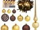 vidaXL Set Natale con 61 Palline Punta e 150 Luci LED Oro e Bronzo