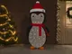 vidaXL Figura Decorativa Pinguino Natale con LED Tessuto Lusso 180cm