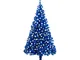 vidaXL Set Albero Natale Artificiale con LED e Palline Blu 210 cm PVC