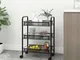 vidaXL Carrello da Cucina con 3 Ripiani Nero 46x26x64 cm in Ferro