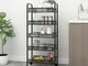 vidaXL Carrello da Cucina con 5 Ripiani Nero 46x26x105 cm in Ferro