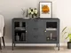 vidaXL Credenza Antracite 105x35x70 cm in Acciaio e Vetro Temperato