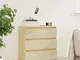 vidaXL Comodino 60x36x64 cm in Legno Massello di Pino